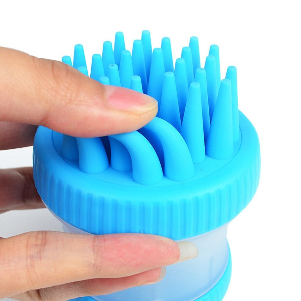 Dog Bath Brush with Massage Comb and Foot Cup