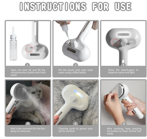 2-in-1 Steam Pet Grooming Brush